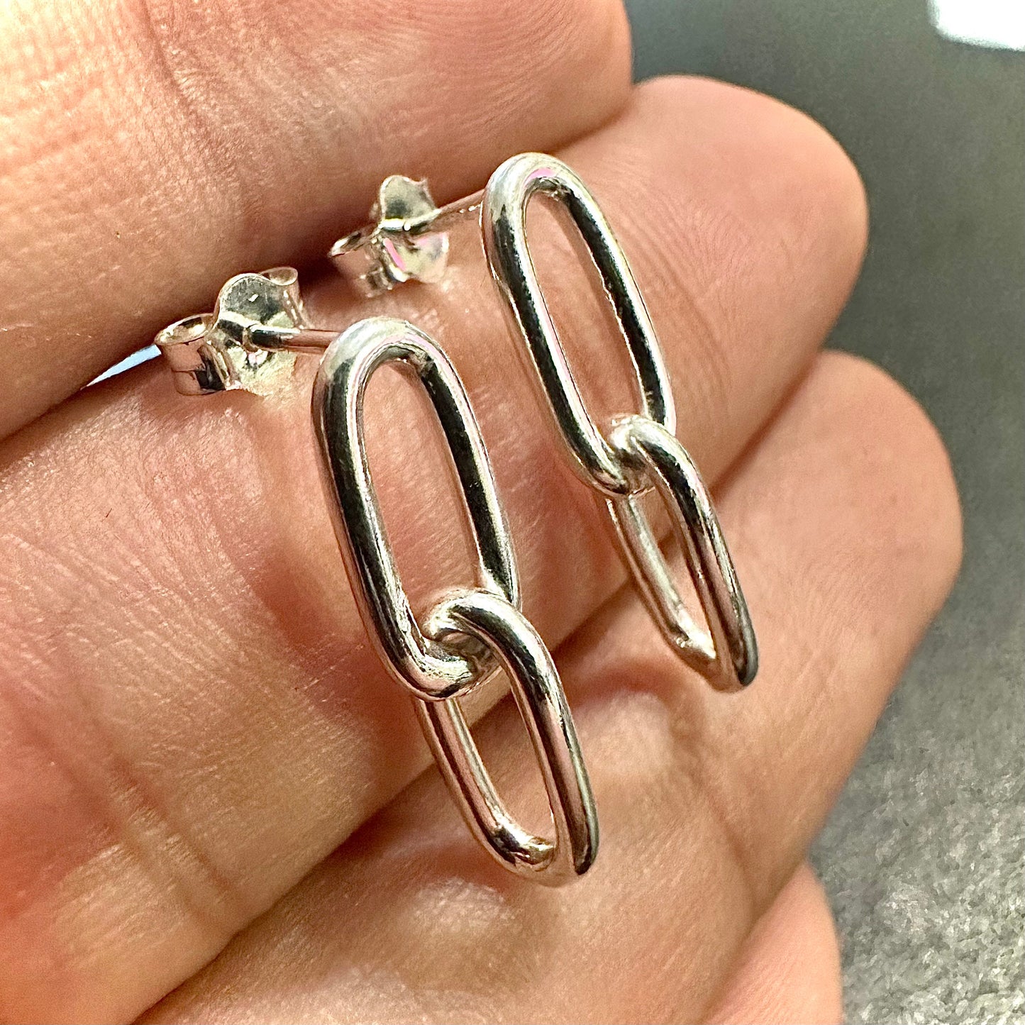 Paperclip Earrings Silver, Paperclip Chain Earrings, Dangle and Drop Earrings, 925 Silver Dangle Earrings, Dainty Dangle Earrings for Women - leoshopdeals