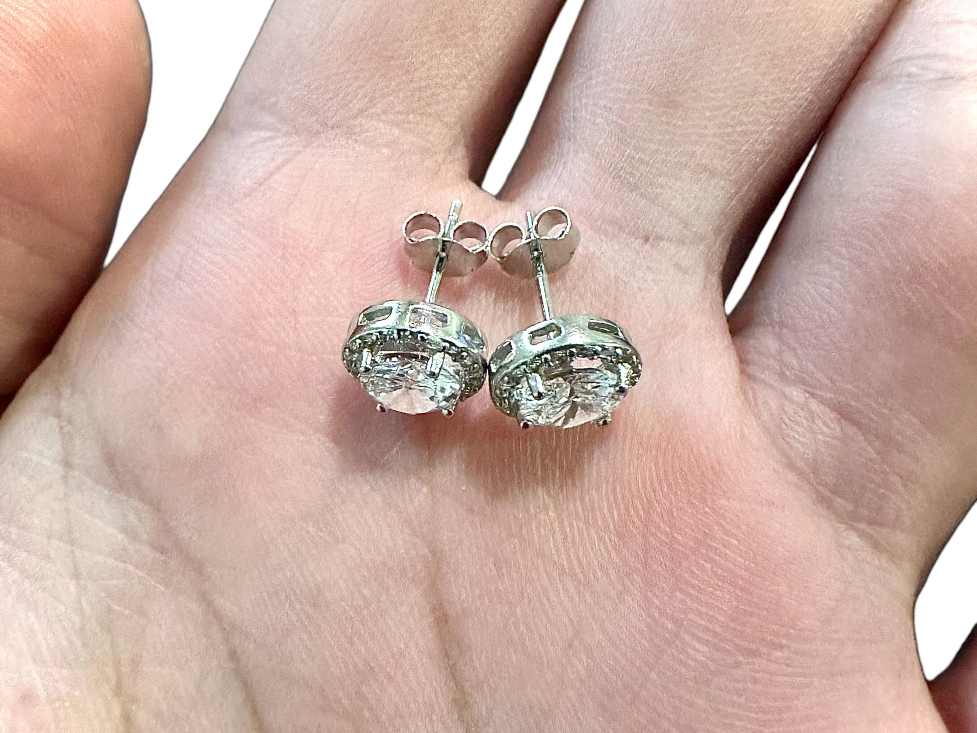 Stud Earrings for Women Mens Sterling Silver 925, Cubic Zirconia Earrings Studs, 9.9MM Earrings Studs Silver, Gift for Her, Gift for Him - leoshopdeals