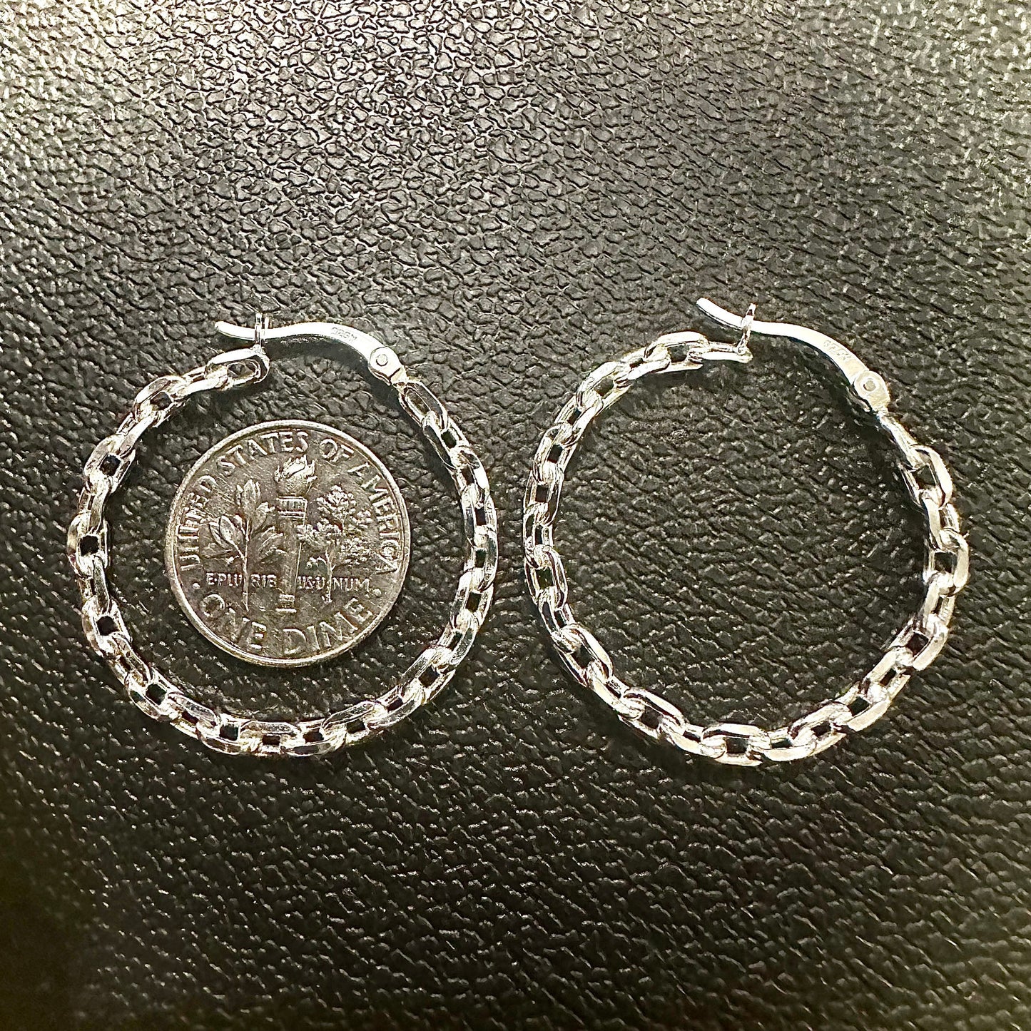 Curb Chain Earrings, 20MM Hoop Earrings Sterling Silver 925, 3MM Huggie Hoop Earrings Silver, Gift for Her, Hoop Earrings for Women, Earring - leoshopdeals