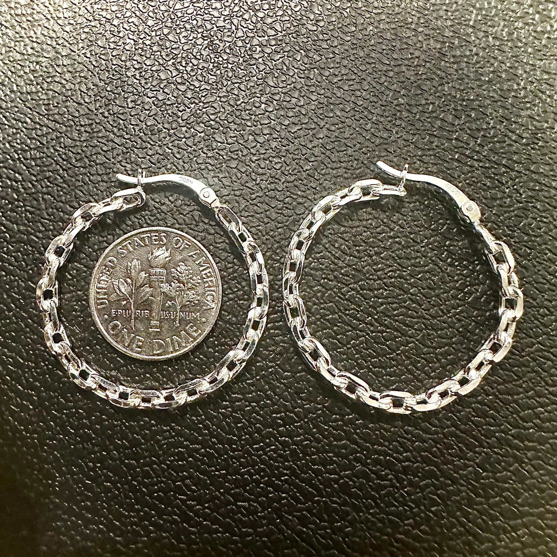 Curb Chain Earrings, 20MM Hoop Earrings Sterling Silver 925, 3MM Huggie Hoop Earrings Silver, Gift for Her, Hoop Earrings for Women, Earring - leoshopdeals