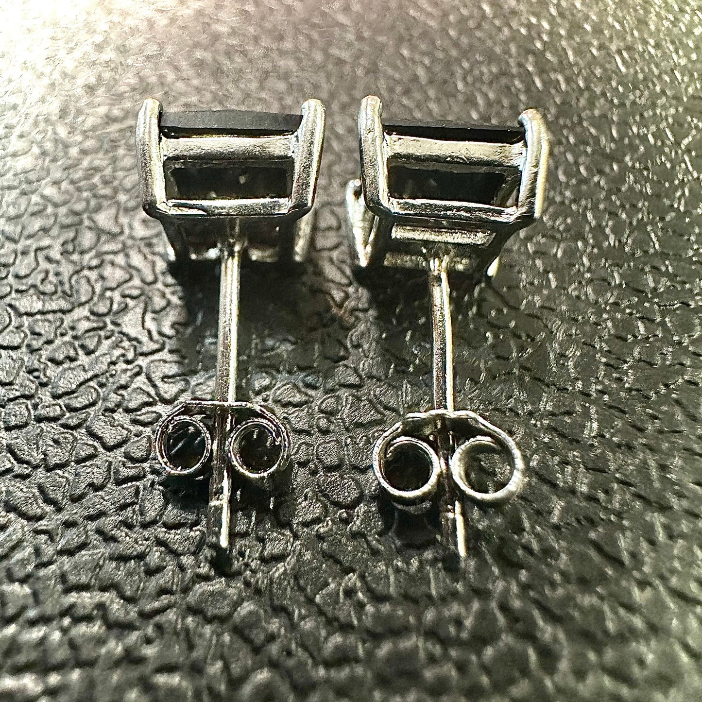 925 Sterling Silver Black CZ Earrings Studs 6MM for Women Princess Cut Gift - leoshopdeals