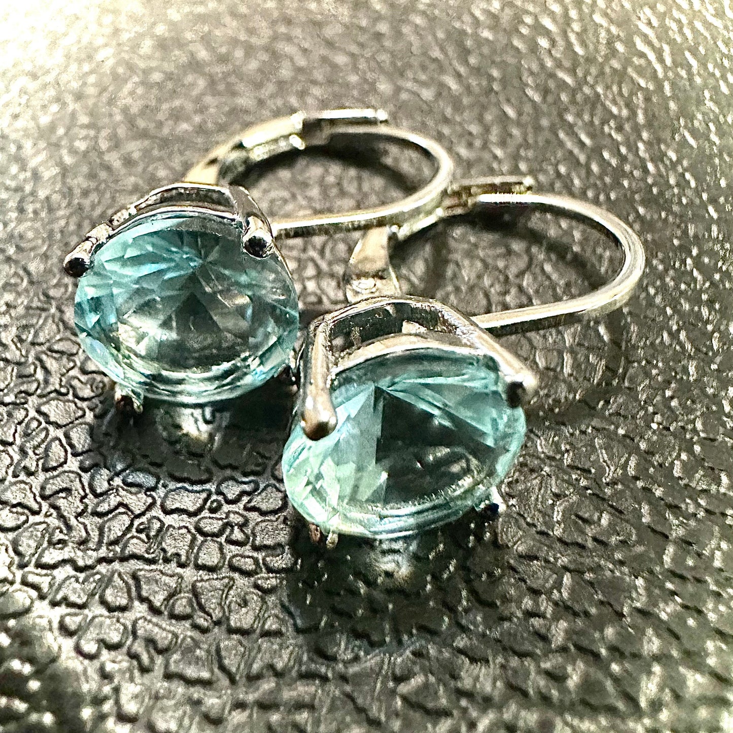 Blue Topaz Earrings Sterling Silver Plated, Leverback Earrings Dangle 6MM 2.00 ct, Drop Dangle earrings Silver, Birthstone Earrings, Topaz - leoshopdeals