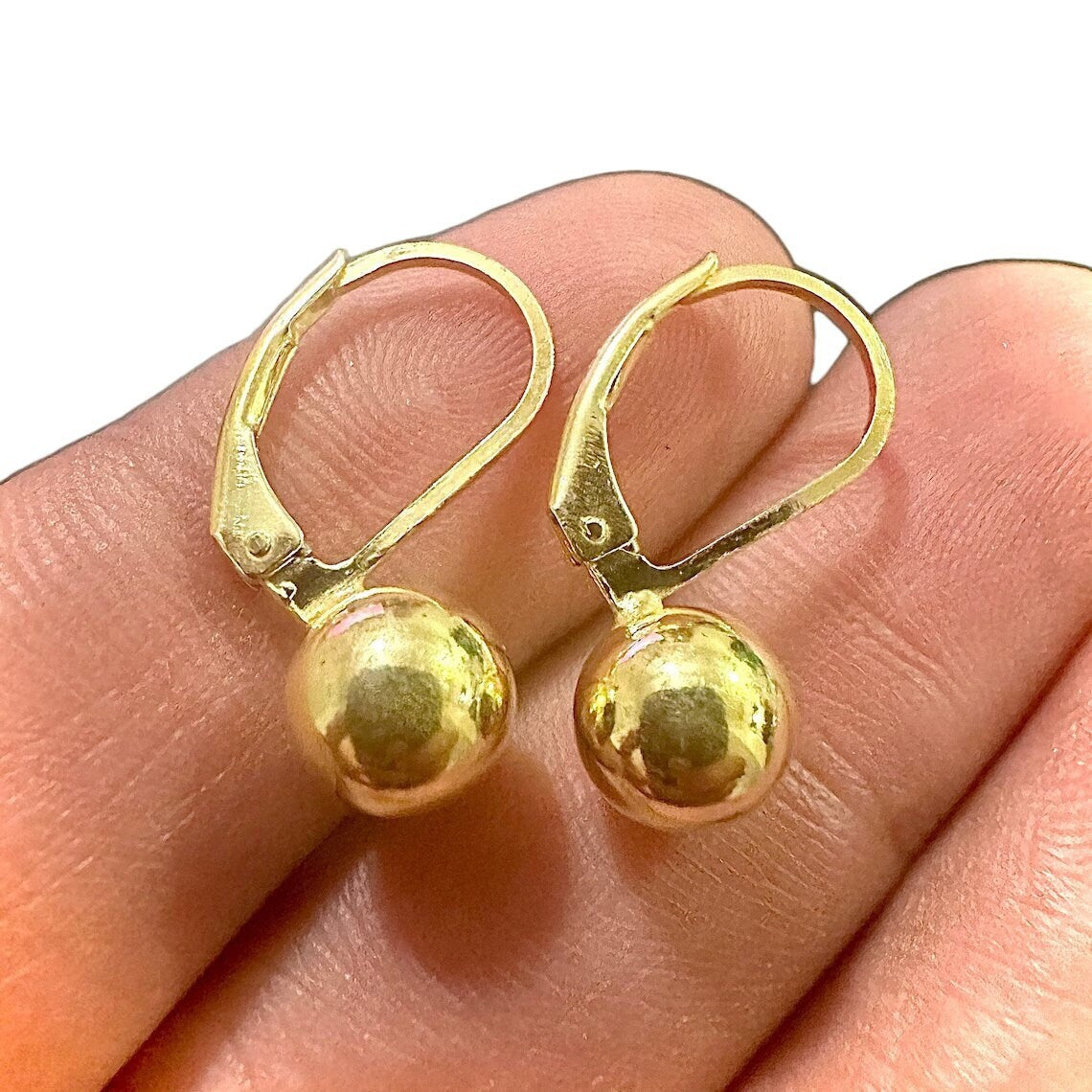 Gold Plated Ball Earrings, Gold Plated Silver Earrings, 8mm Earrings, Gold Leverback Earrings, Golden Ball Earrings, 925 Silver Earrings - leoshopdeals