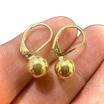 Gold Plated Ball Earrings, Gold Plated Silver Earrings, 8mm Earrings, Gold Leverback Earrings, Golden Ball Earrings, 925 Silver Earrings - leoshopdeals