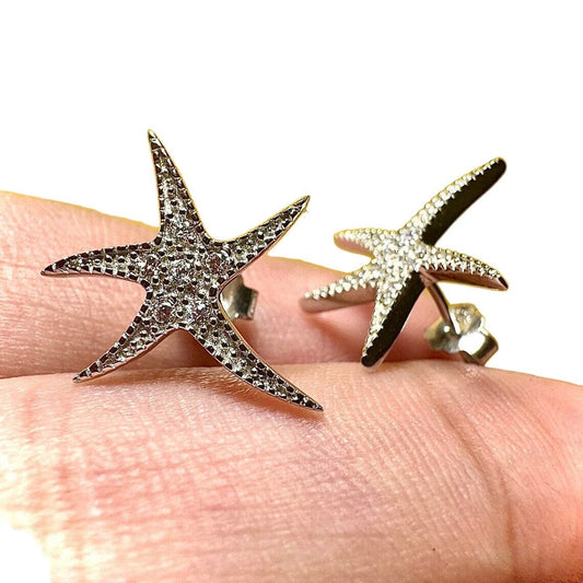 Starfish Earrings Stud, Starfish Jewelry, Stud Earrings for Women Sterling Silver 925, Star Earrings Stud, Cubic Zirconia Earrings - leoshopdeals