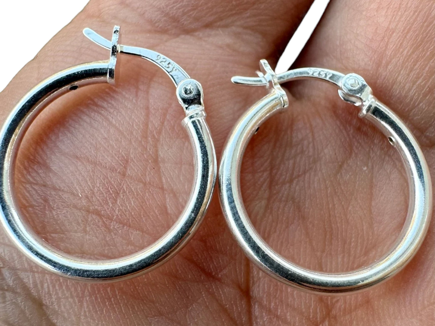 18mm Sterling Silver Hoops, 925 Sterling Silver Hoop Earrings, Round Hoop Earrings, Pierced Earrings, Sterling Silver Earrings Hoops, Unisex - leoshopdeals