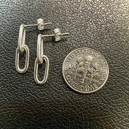 Paperclip Earrings Silver, Paperclip Chain Earrings, Dangle and Drop Earrings, 925 Silver Dangle Earrings, Dainty Dangle Earrings for Women - leoshopdeals