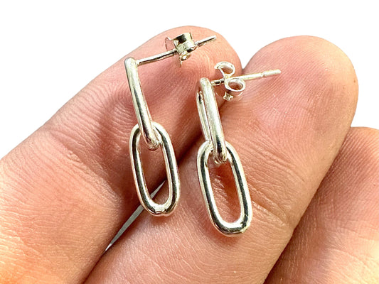 Paperclip Earrings Silver, Paperclip Chain Earrings, Dangle and Drop Earrings, 925 Silver Dangle Earrings, Dainty Dangle Earrings for Women - leoshopdeals