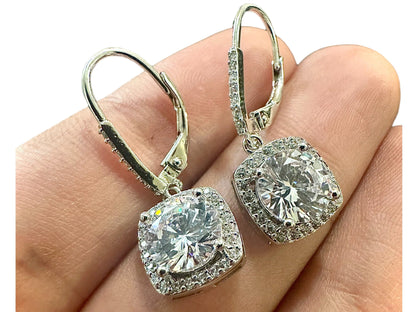 Cubic Zirconia Drop Dangle Silver Earrings for Women 30MM - leoshopdeals