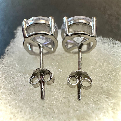 4 Carat Stud Earrings Sterling Silver 925 Diamond, Cubic Zirconia Earrings Studs, 6MM Earrings Men Women Stud, Gift for Her, Silver Earrings - leoshopdeals