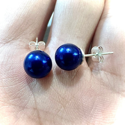 Blue freshwater Pearl Earrings, Freshwater Pearl Stud Earrings, Blue Pearl Earrings, Blue Pearl Earrings, Freshwater Pearl Earrings - leoshopdeals