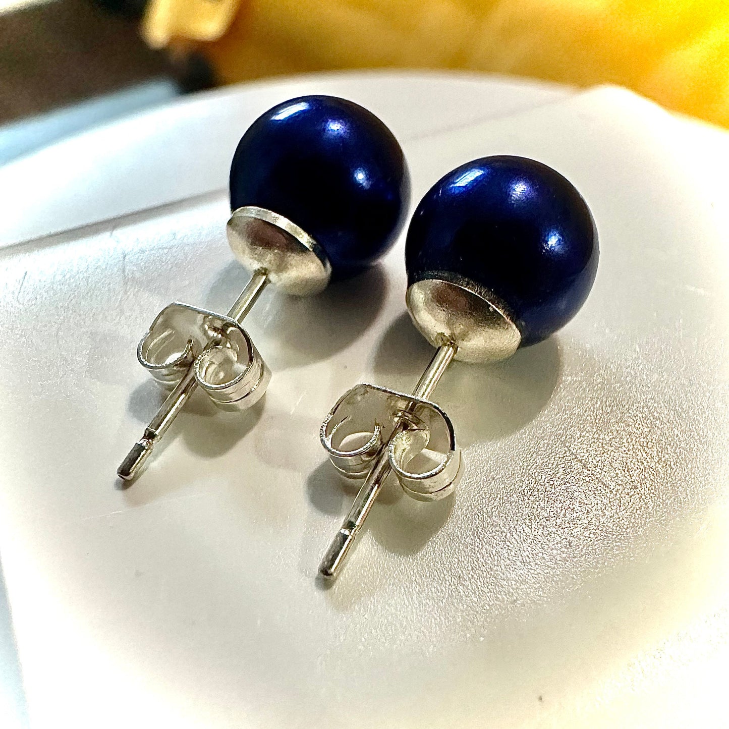 Blue freshwater Pearl Earrings, Freshwater Pearl Stud Earrings, Blue Pearl Earrings, Blue Pearl Earrings, Freshwater Pearl Earrings - leoshopdeals