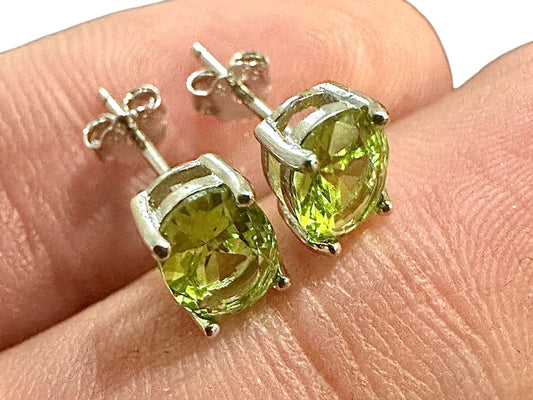 Peridot Earrings, 925 Sterling Silver Earrings, August Birthstone, Oval Peridot Stones, Peridot Earrings Studs, Oval Peridot Earrings - leoshopdeals