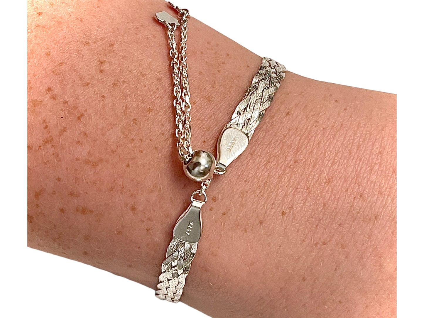 925 Sterling Silver Italian Herringbone Bracelet for Women Adjustable, Braided Bracelet Women, Gift for Her, Gift for Daughter, Gift for Mom - leoshopdeals