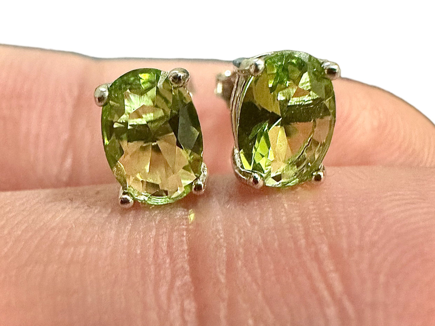 Peridot Earrings, 925 Sterling Silver Earrings, August Birthstone, Oval Peridot Stones, Peridot Earrings Studs, Oval Peridot Earrings - leoshopdeals