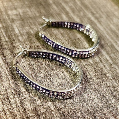 Inside Out Earrings, Amethyst Crystal Earrings, Hoops Earrings 18Kt White Gold Plated, Cubic Zirconia Earrings Hoop for Women, Gift for Her - leoshopdeals