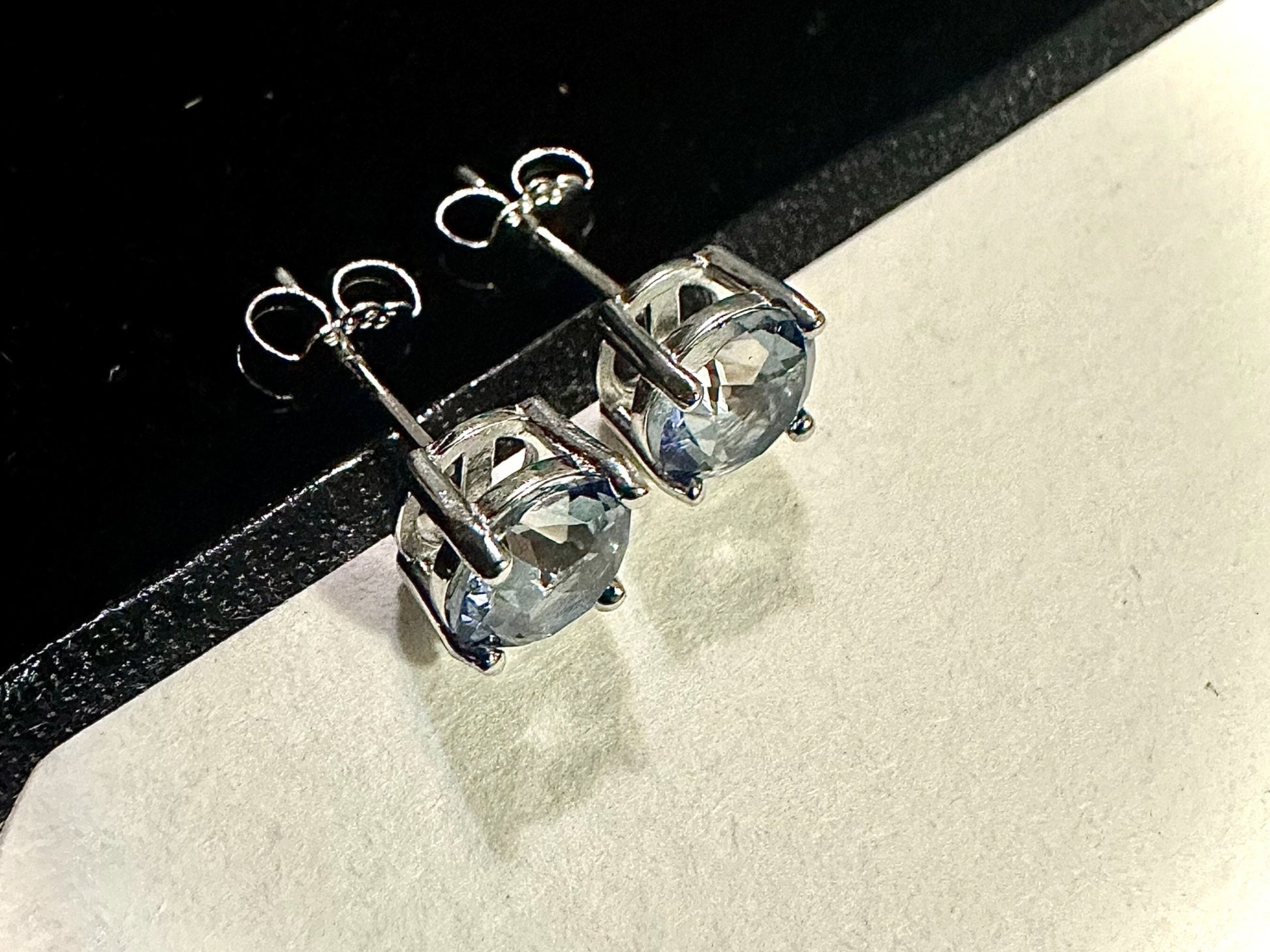 925 Sterling Silver Tanzanite Stud Earrings for Women 6MM Gift Birthstone - leoshopdeals