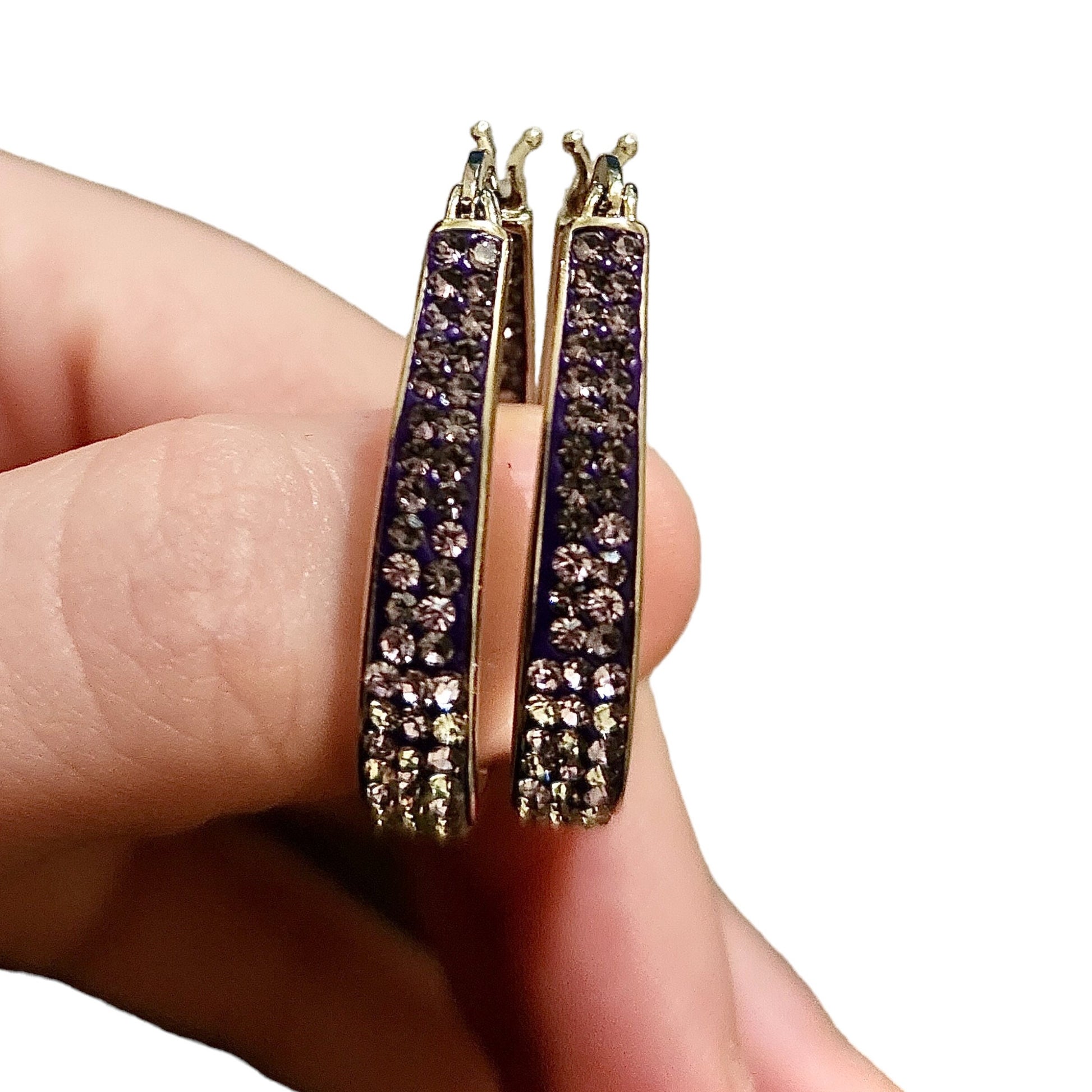 Inside Out Earrings, Amethyst Crystal Earrings, Hoops Earrings 18Kt White Gold Plated, Cubic Zirconia Earrings Hoop for Women, Gift for Her - leoshopdeals