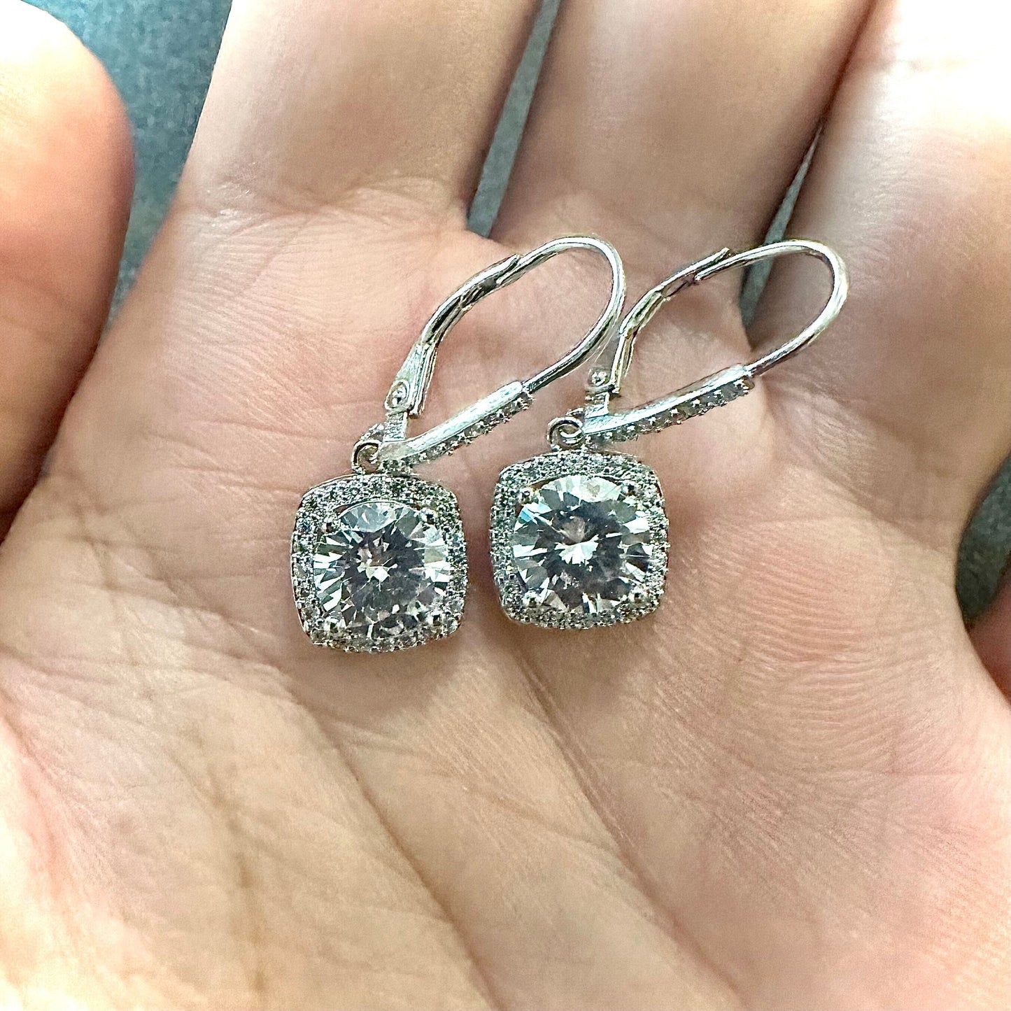 Cubic Zirconia Drop Dangle Silver Earrings for Women 30MM - leoshopdeals