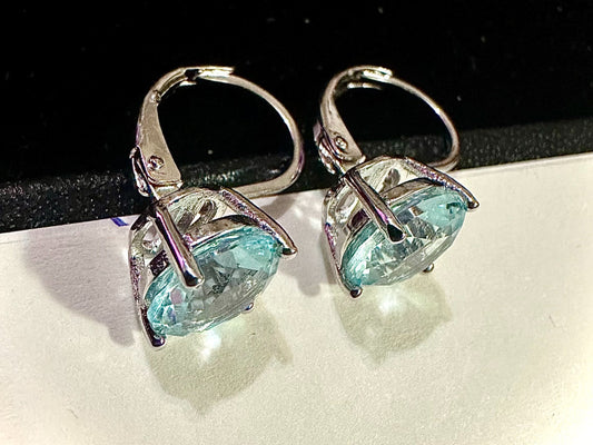 Blue Topaz Drop Dangle Earrings for Women 18MM - leoshopdeals