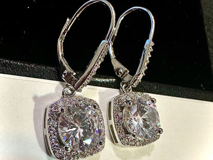 Cubic Zirconia Drop Dangle Silver Earrings for Women 30MM - leoshopdeals