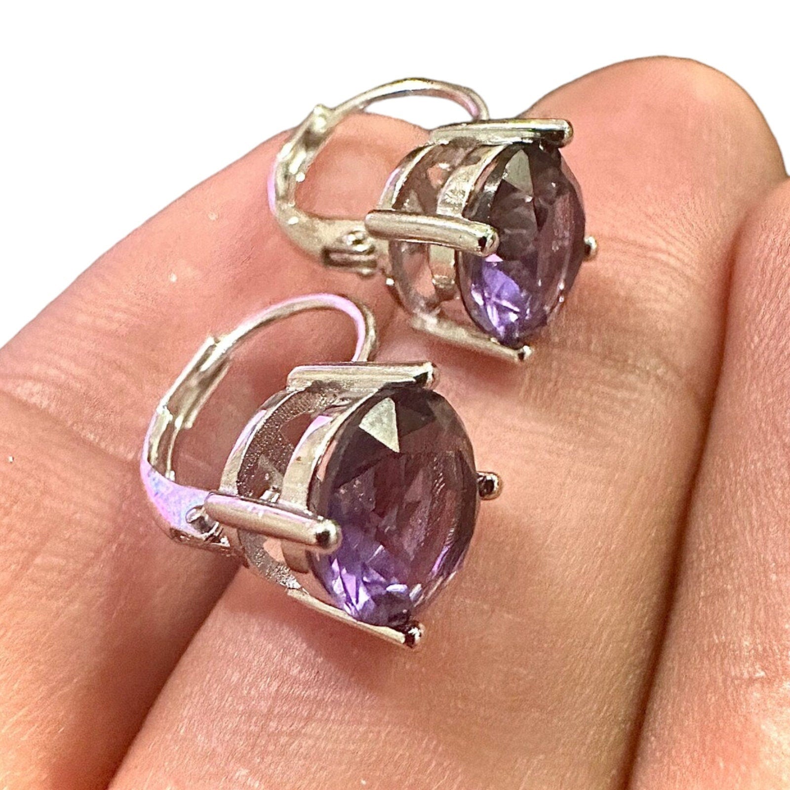 Purple Amethyst Drop Dangle Earrings for Women 18MM - leoshopdeals