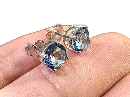 Tanzanite Earrings Stud, December Birthstone Earrings Studs, 6MM Stud Earrings for Women, 925 Sterling Silver Earrings Studs, Tanzanite Stud - leoshopdeals