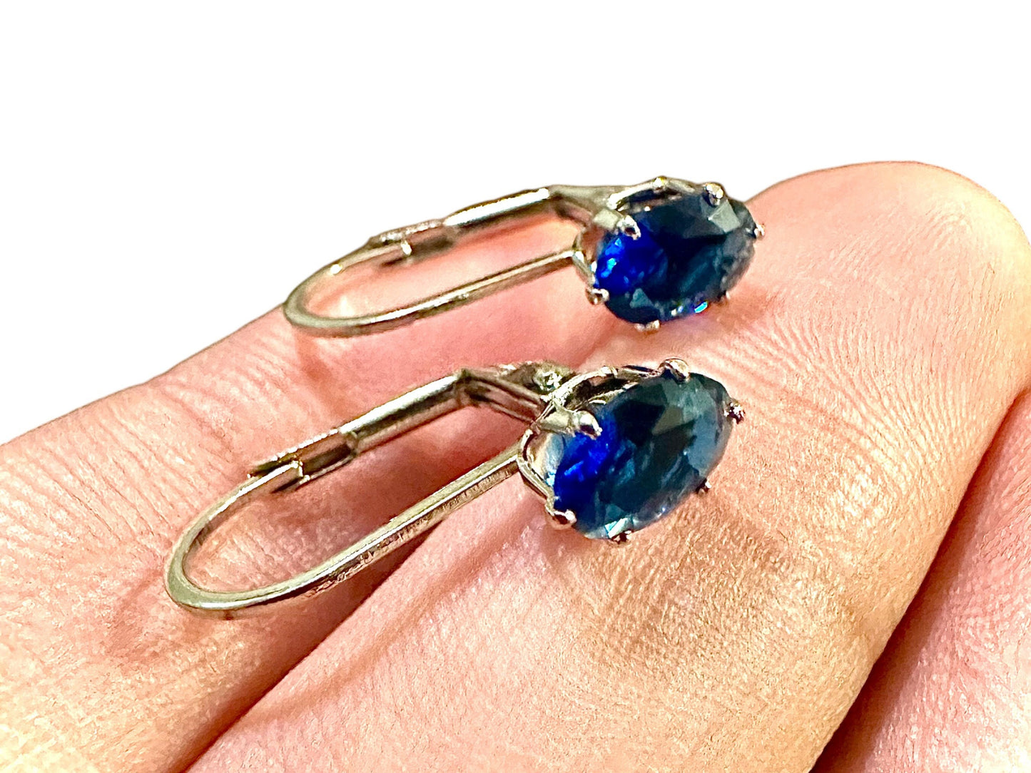 Leverback Earrings Sapphire, Leverback Earrings White Gold Earrings 18k Plated, Oval Leverback Earrings, Gemstone Earrings Leverback - leoshopdeals