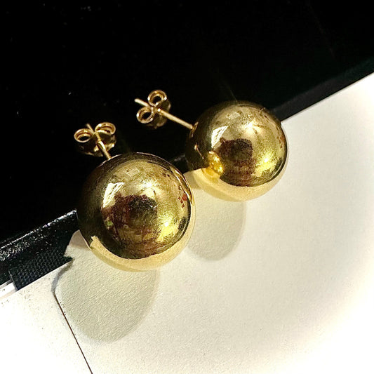 12MM Ball Gold Earrings Studs 14k Plated for Women Gift - leoshopdeals