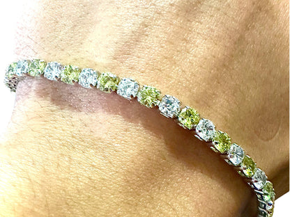 Peridot bracelet 18K White Gold Plated, 7.5 inch Tennis Bracelet Women, Birthstone Peridot, 3MM Peridot Jewelry, Bracelets for Women - leoshopdeals