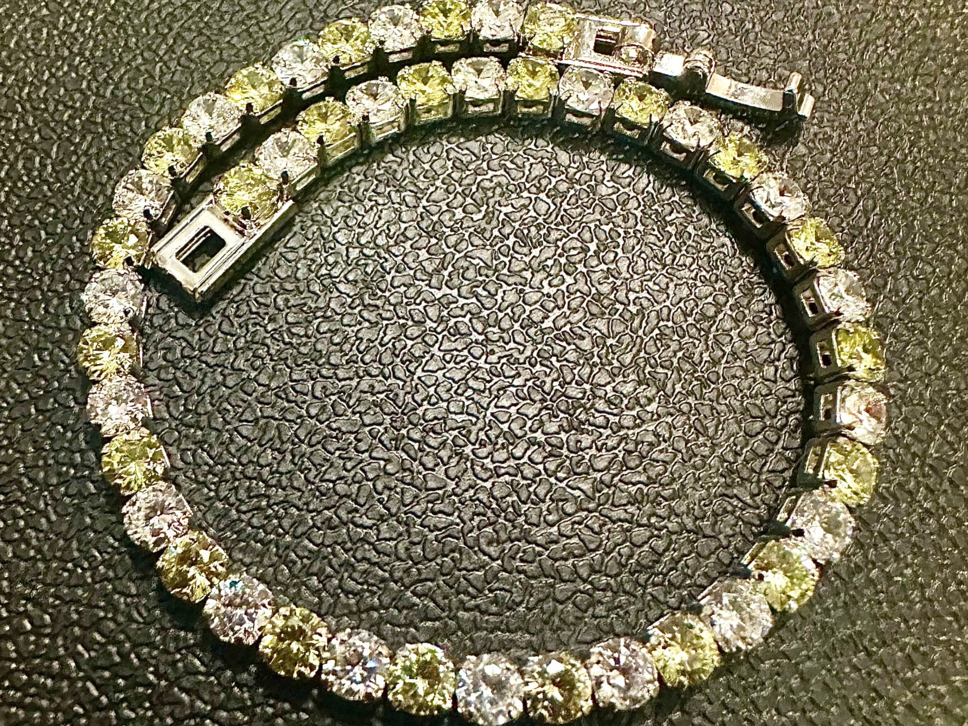 18k White Gold Plated Peridot CZ Tennis Bracelet 7.5 inch - leoshopdeals