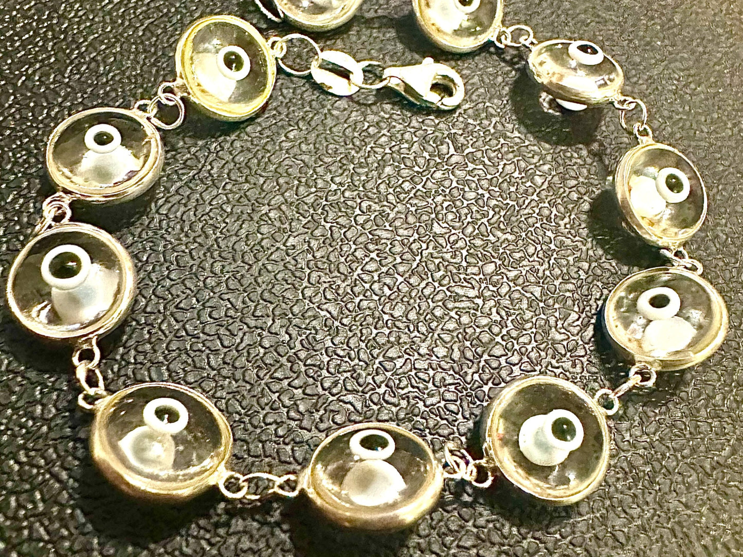 Evil Eye Bracelet Solid Sterling Silver 925, White Bracelet 7.5 inches, Crystal Bracelet for Women, Evil Eye Jewelry, Silver Bracelet - leoshopdeals