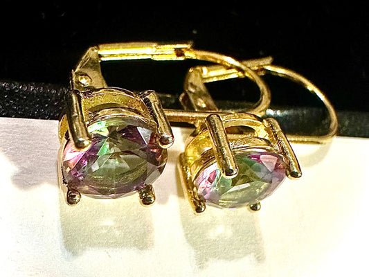 Mystic Topaz Drop Dangle Gold Earrings for Women - leoshopdeals