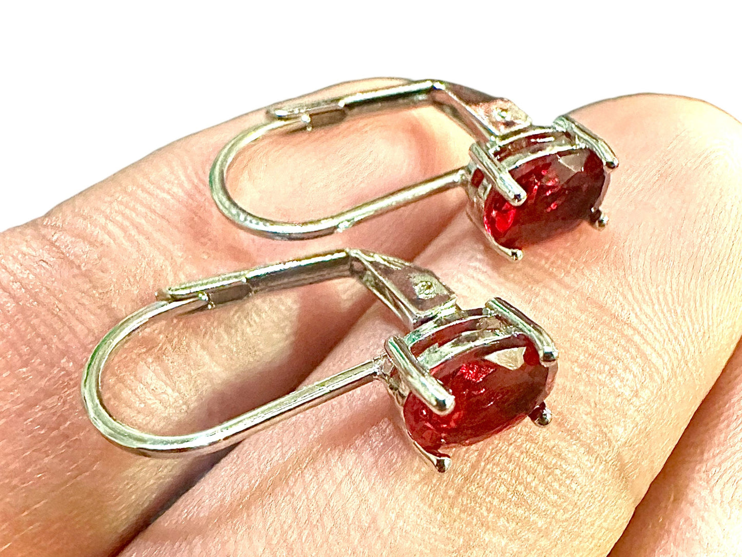 Leverback Earrings Ruby, Leverback Earrings White Gold Earrings 18k Plated, Oval Leverback Earrings, Gemstone Earrings Leverback - leoshopdeals