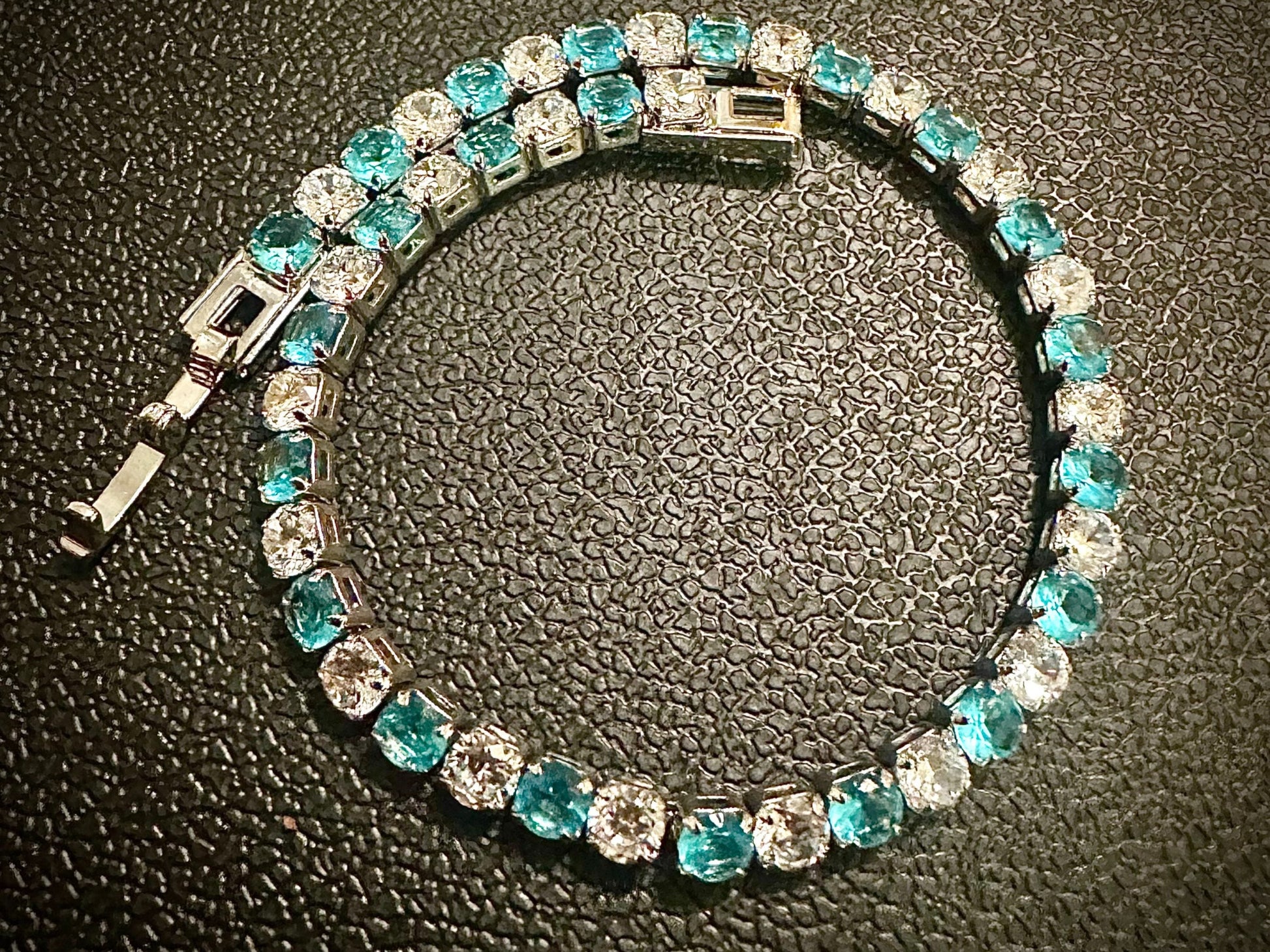 Blue Topaz bracelet 18K White Gold Plated, 7.5 inch Tennis Bracelet Women, Birthstone Bracelet, 3MM Blue Topaz Jewelry, Bracelets for Women - leoshopdeals