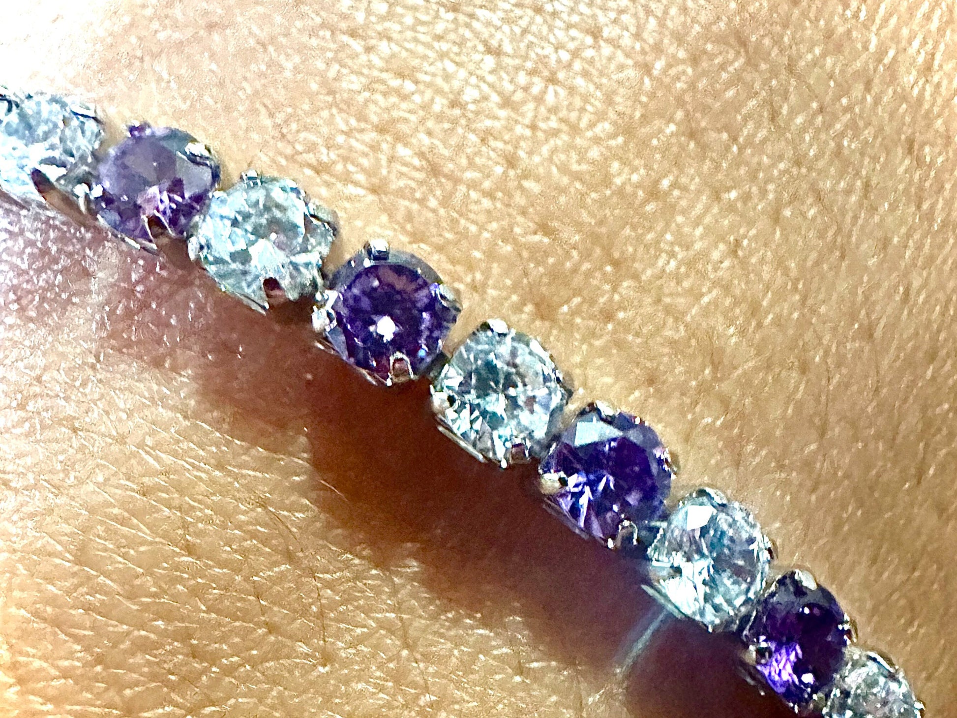 Amethyst Tennis Bracelet 18K White Gold Plated 7.5 inch Tennis Bracelet Women, Birthstone Bracelet, 3MM Amethyst Jewelry, Bracelets for Women - leoshopdeals