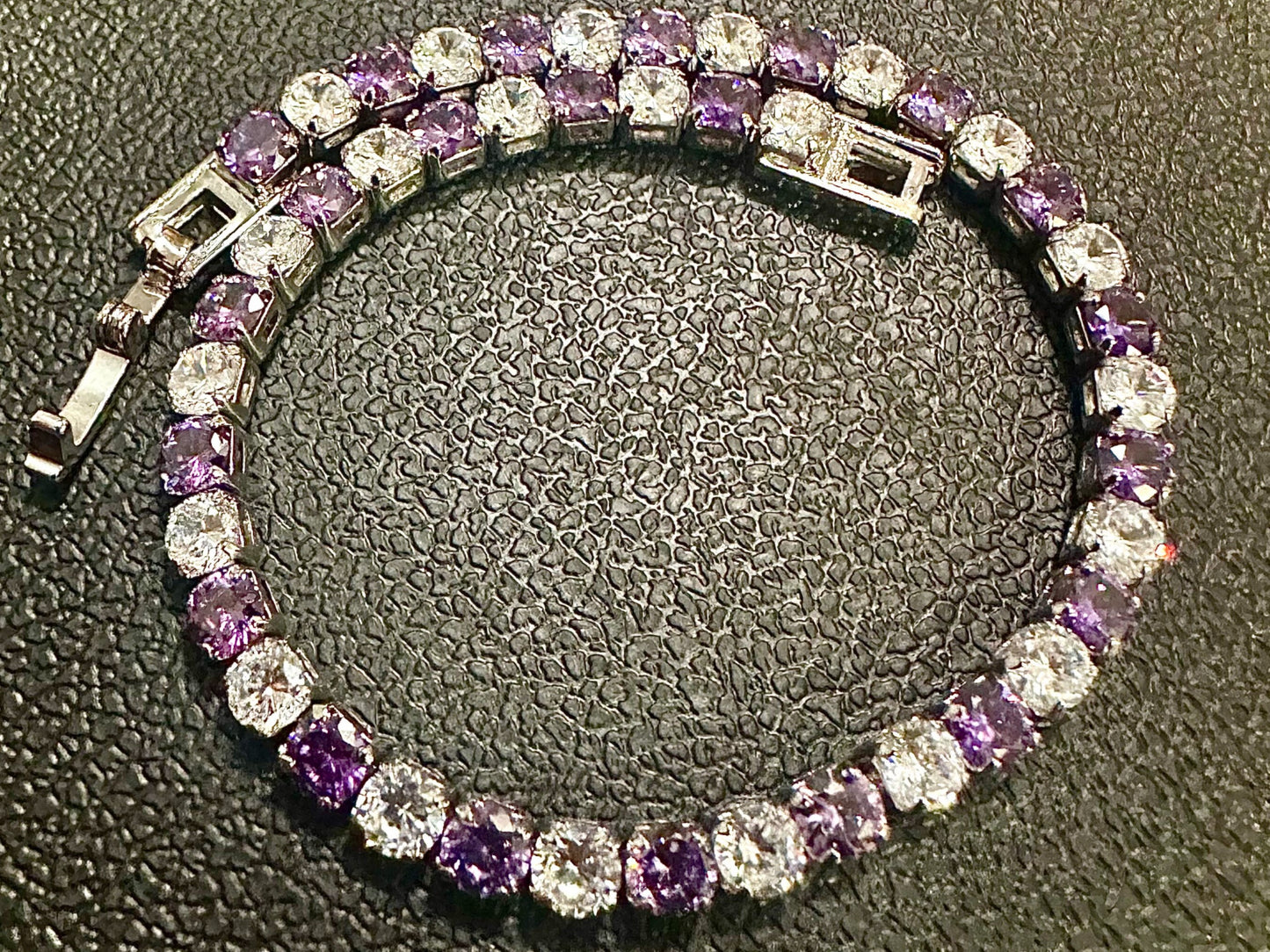 Amethyst Tennis Bracelet 18K White Gold Plated 7.5 inch Tennis Bracelet Women, Birthstone Bracelet, 3MM Amethyst Jewelry, Bracelets for Women - leoshopdeals