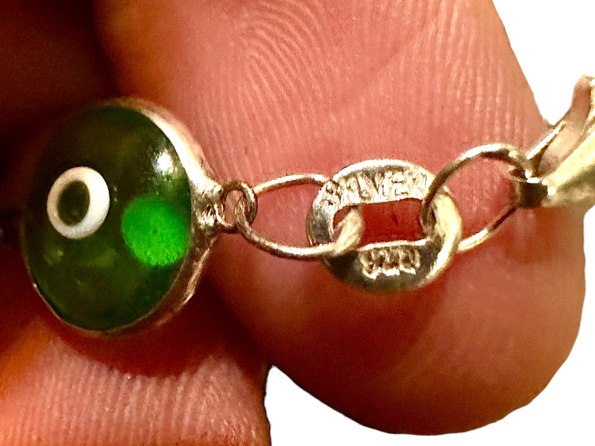 Evil Eye Bracelet Solid Sterling Silver 925, Green Bracelet 7.5 inches, Crystal Bracelet for Women, Evil Eye Jewelry, Silver Bracelet Gift - leoshopdeals