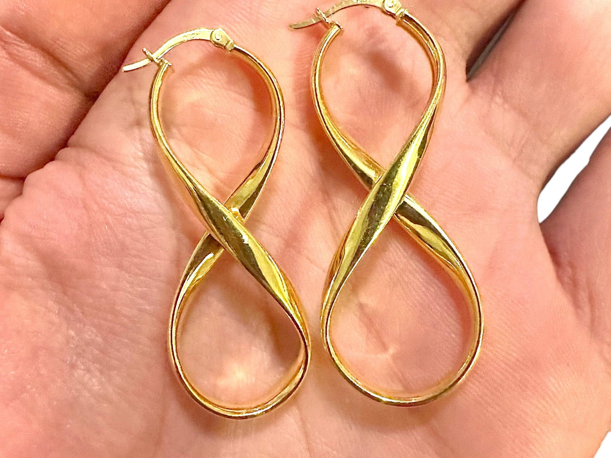 Figure 8 Infinity Symbol Twist Hoop Earrings 14K Gold Plated Finish 925 Sterling Silver - leoshopdeals