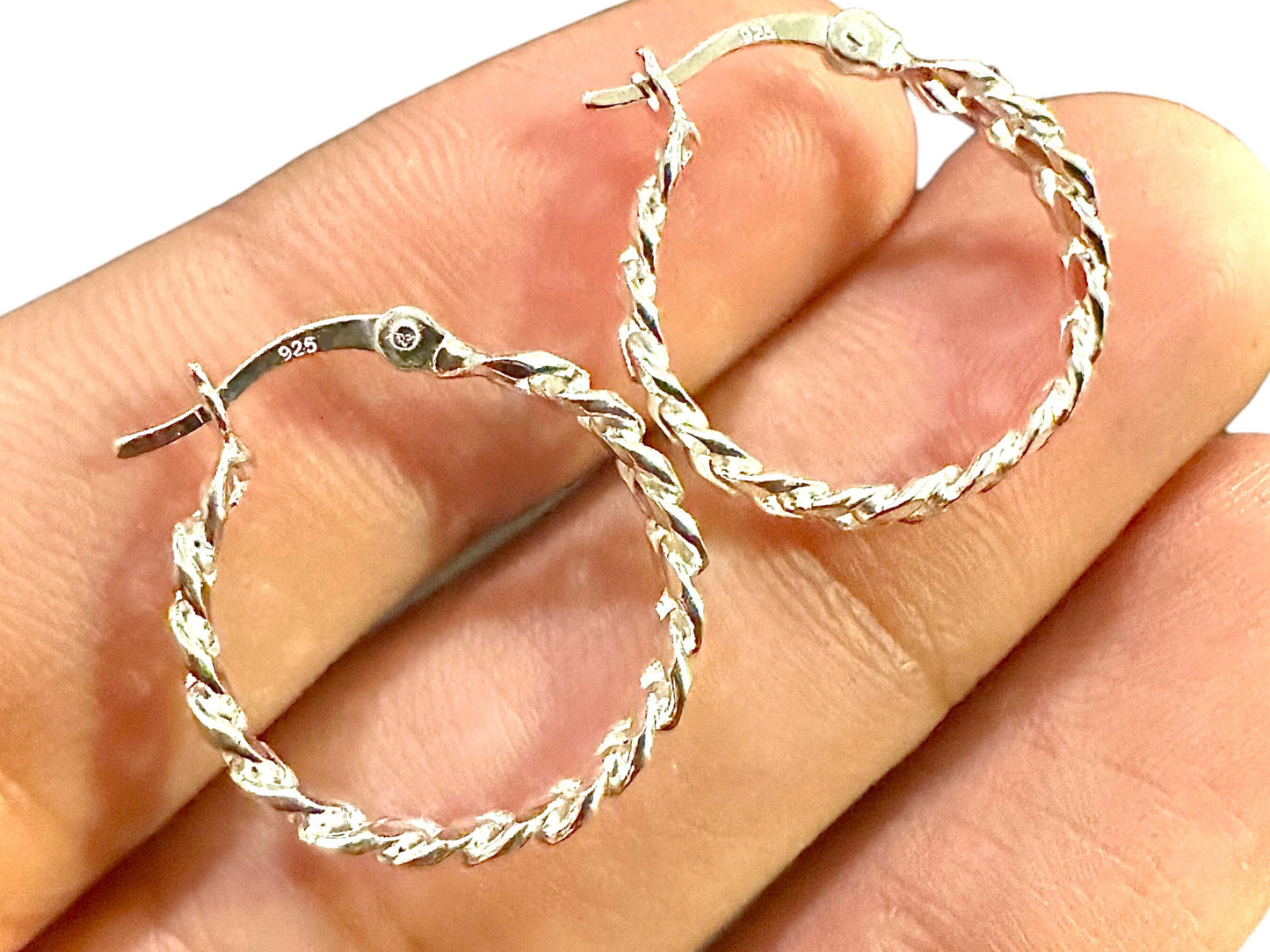 925 Sterling Silver Hoop Earrings for Women, 20MM Huggie Earrings Dangle, Curb Chain Earring, Gift for Her - leoshopdeals