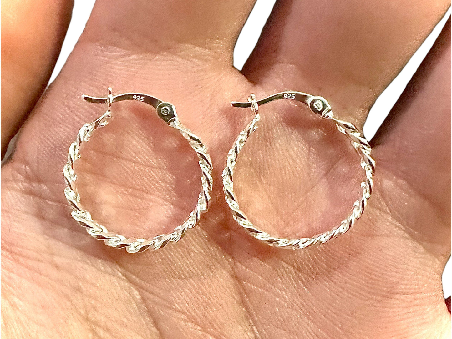 925 Sterling Silver Hoop Earrings for Women, 20MM Huggie Earrings Dangle, Curb Chain Earring, Gift for Her - leoshopdeals