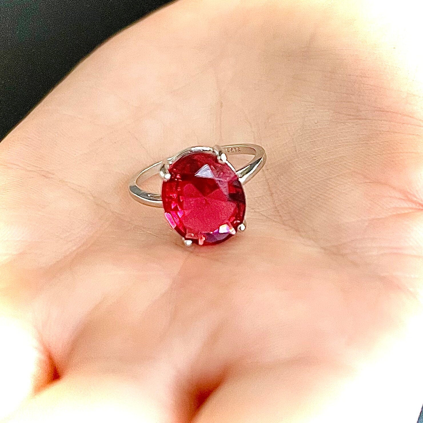 Gorgeous Ruby Ring For Women 5.00 CTTW Oval Ruby Oval Cut Ring Sterling Silver Ring Women Sterling Silver Ruby Ring 925 Oval Ring for Women - leoshopdeals