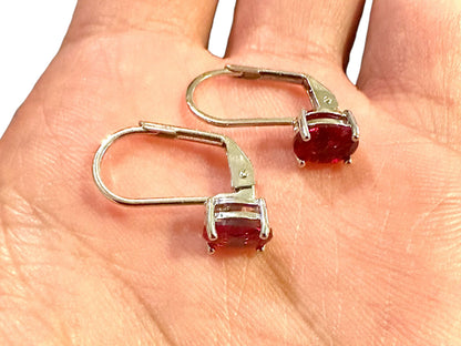 Leverback Earrings Ruby, Leverback Earrings White Gold Earrings 18k Plated, Oval Leverback Earrings, Gemstone Earrings Leverback - leoshopdeals