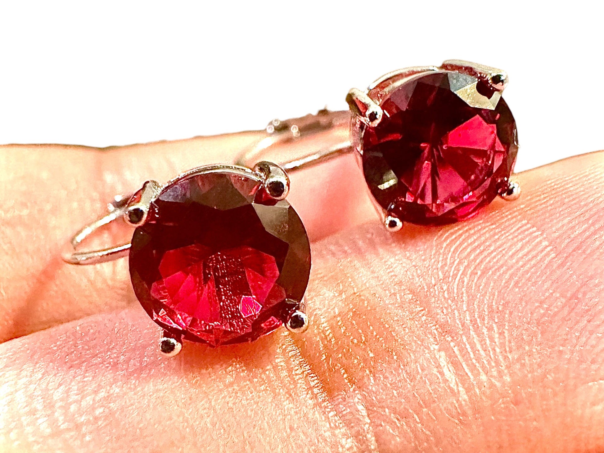 Leverback Ruby Earrings Silver Plated, 6mm Cubic Zirconia Earrings, 2.00 ct Earrings Lever Back, Lever Back Earrings with a Stone, Gift for - leoshopdeals