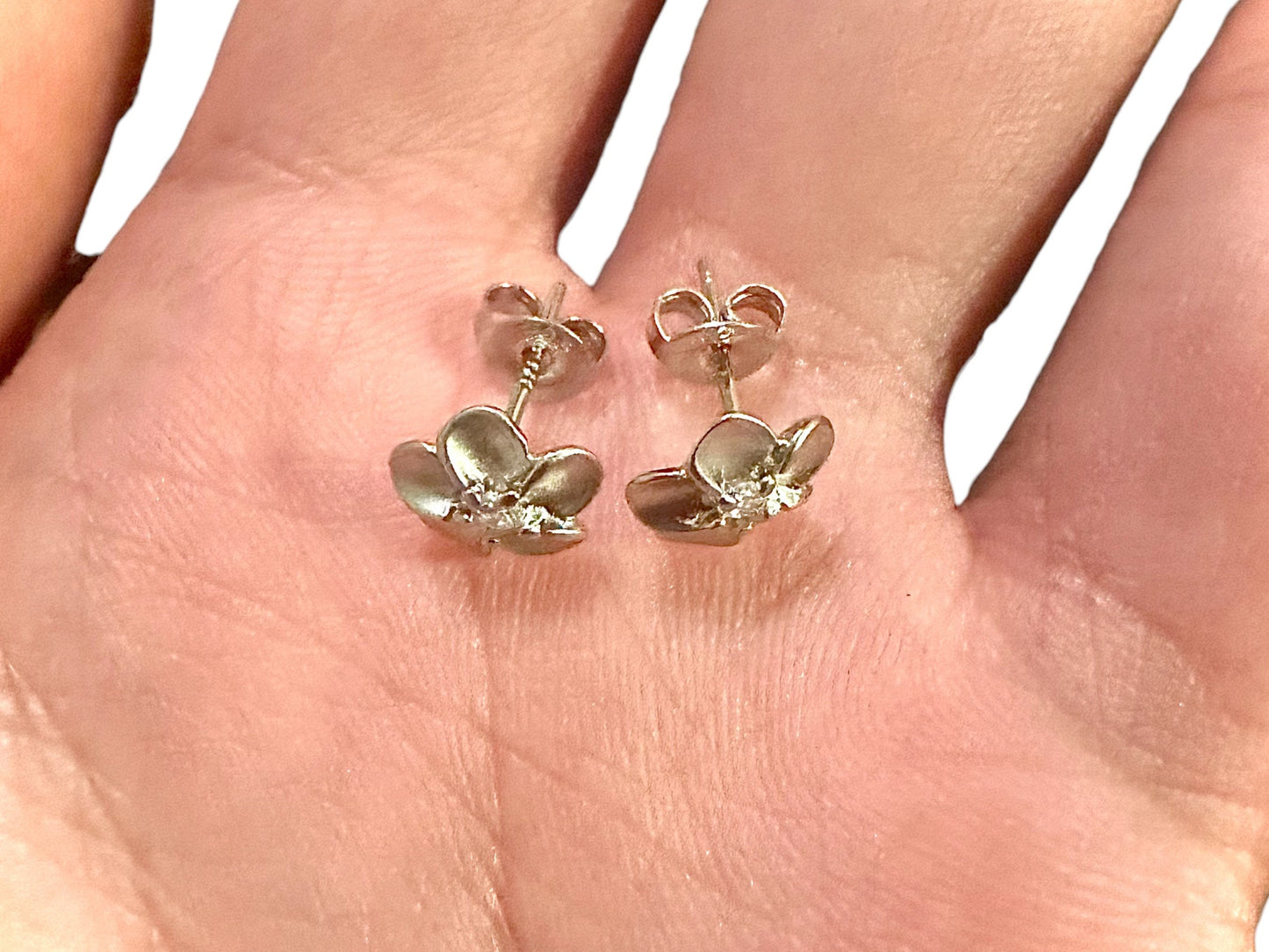 925 Sterling Silver Flower Earrings Studs, 8MM Silver Earrings for Women, Cz Unique Earrings Stud, Gift for Her - leoshopdeals