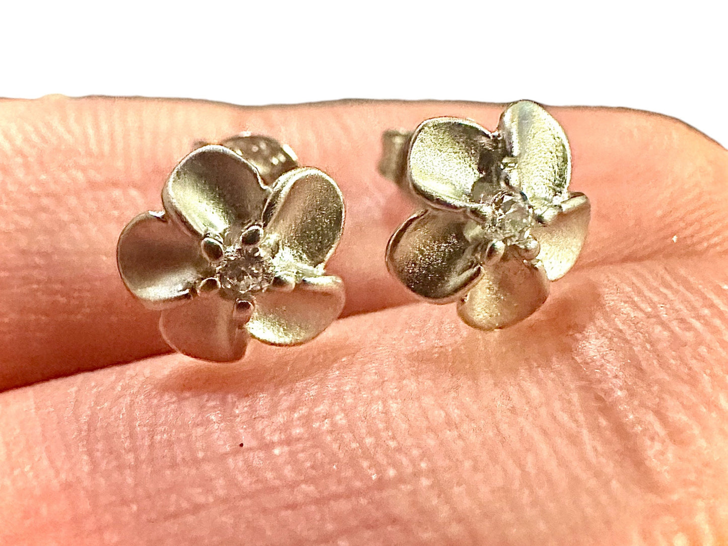 925 Sterling Silver Flower Earrings Studs, 8MM Silver Earrings for Women, Cz Unique Earrings Stud, Gift for Her - leoshopdeals