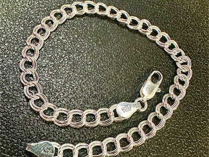 Italy 925 Sterling Silver Bracelet Men Women Anklet for Women 5MM, Double Link Charm Chain Bracelet, Anklet for Women Sterling Silver 925 - leoshopdeals