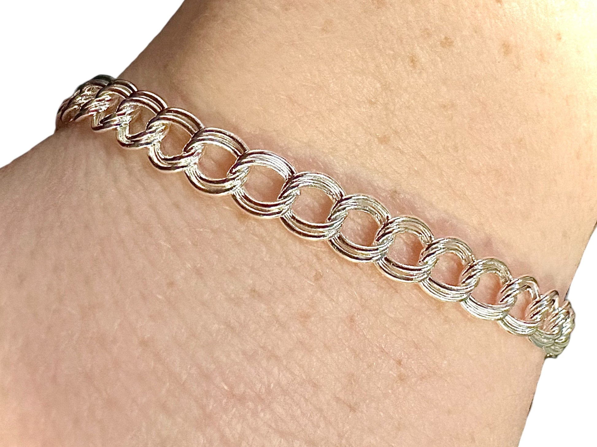 Italy 925 Sterling Silver Bracelet Men Women Anklet for Women 5MM, Double Link Charm Chain Bracelet, Anklet for Women Sterling Silver 925 - leoshopdeals