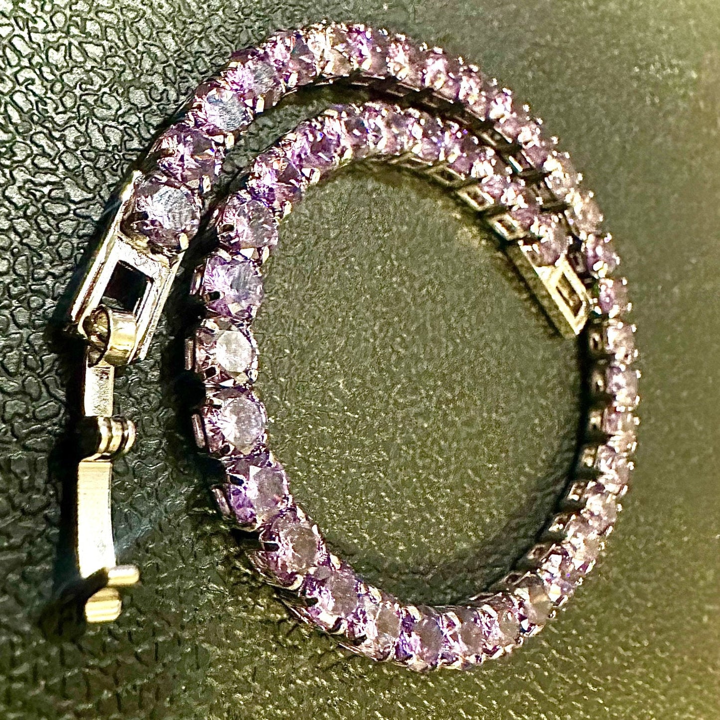 Purple Amethyst bracelet 18K White Gold Plated, 7.5 inch Tennis Bracelet Women, Birthstone Bracelet, 3MM Amethyst Jewelry, Gift Bracelets - leoshopdeals