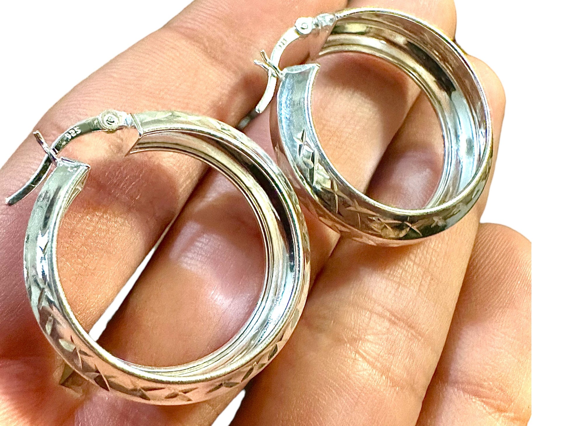 25mm Sterling Silver Hoops, 925 Sterling Silver Hoop Earrings, Round Hoop Earrings, Pierced Earrings, Sterling Silver Earrings Hoops, Unisex - leoshopdeals